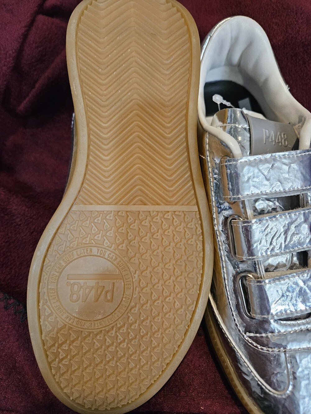 P448 Monza Velcro Silver Leather Sneaker - Picture 4 of 4